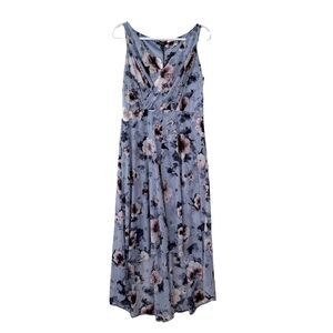 VW Garden Lavender Floral Print Sleeveless Hi- Low Dress Women's Sz Large Flare